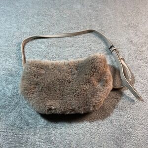 Expressions NYC Crossbody Bag Womens Small Taupe Faux Fur Adjustable Strap